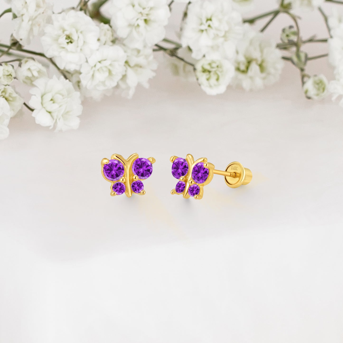 14k Solid Gold Butterfly Baby Earring