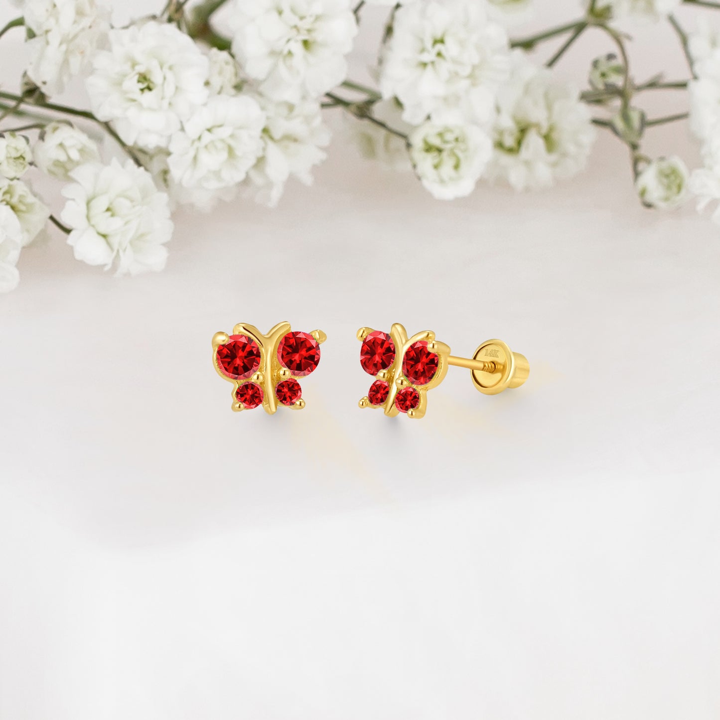 14k Solid Gold Butterfly Baby Earring