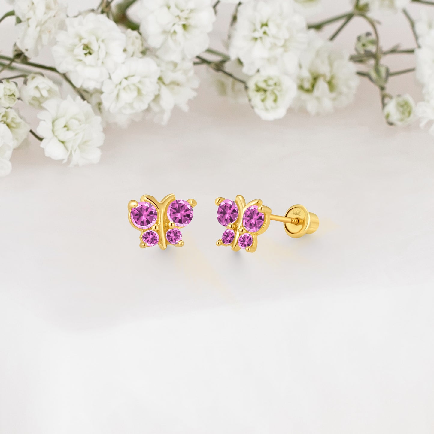14k Solid Gold Butterfly Baby Earring