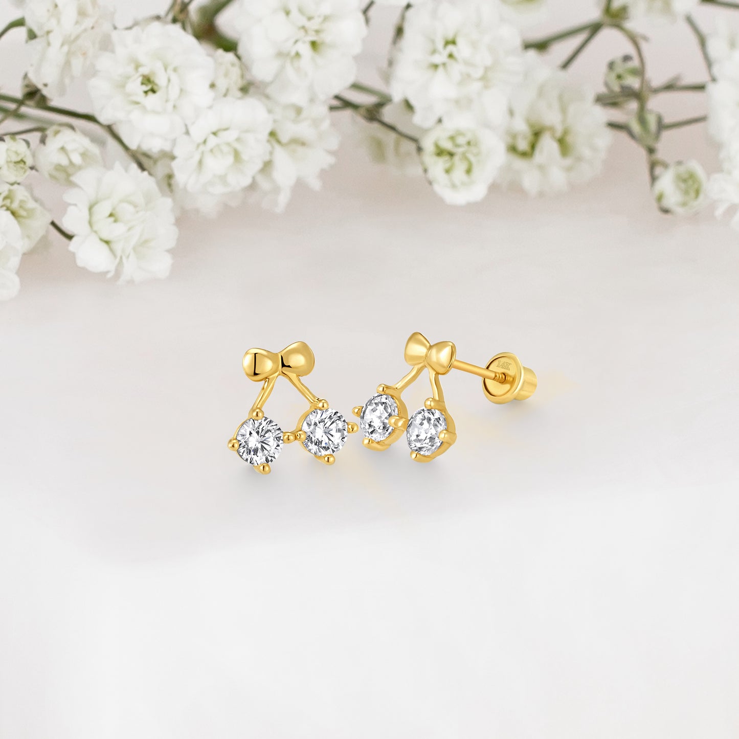 14k Solid Gold Cherry Baby Earring
