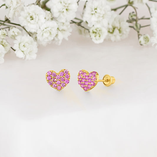 14k Solid Gold Heart Baby Earring