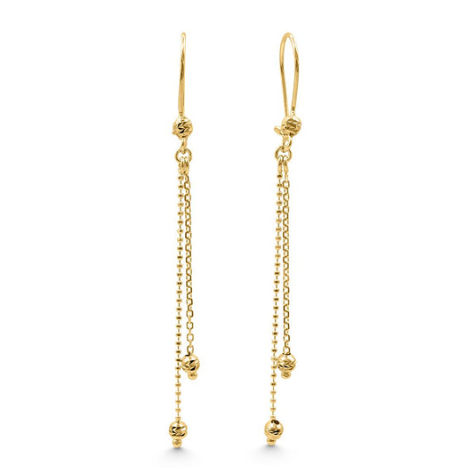 14k Yellow Gold Golden Cascade Chain Drop Earrings