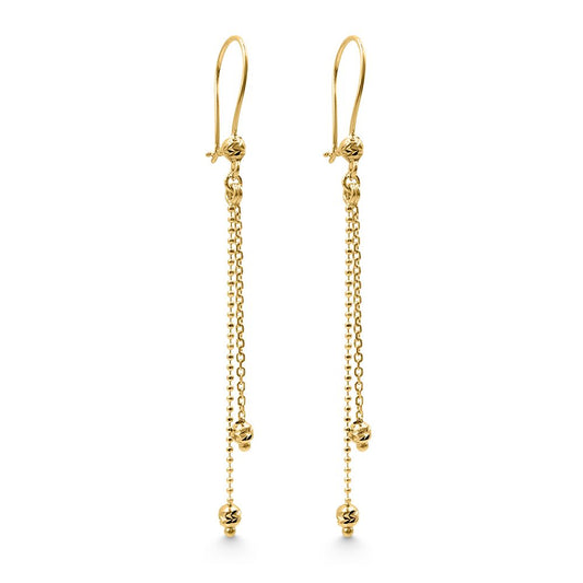 14k Yellow Gold Golden Cascade Chain Drop Earrings