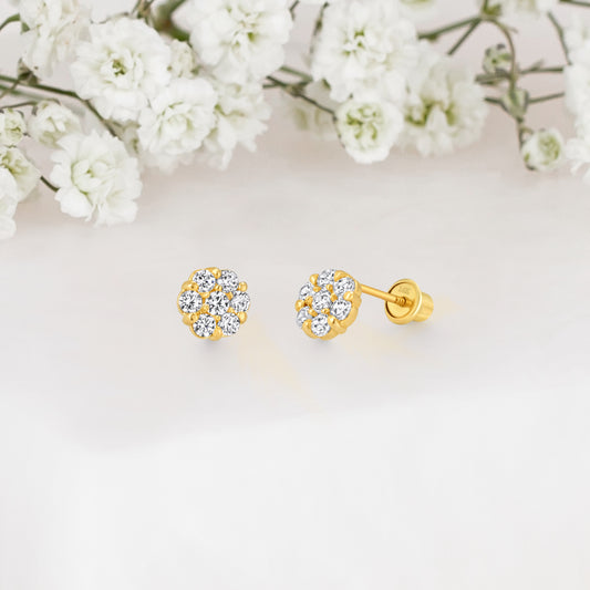 14k Solid Gold Flower Baby Earring