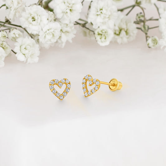 14k Solid Gold Heart Baby Earring