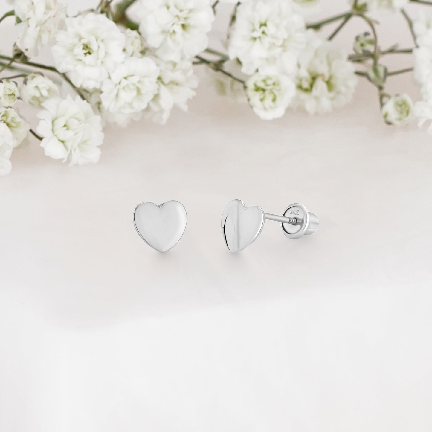 14k Solid Gold Heart Baby Earring