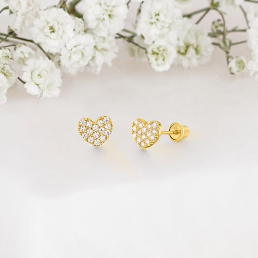 14k Solid Gold Small Heart Baby Earring