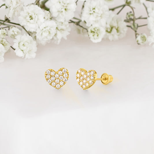 14k Solid Gold Heart Baby Earring