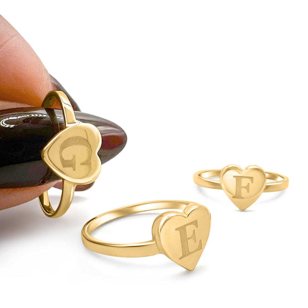 14K Gold Personalized Heart Ring
