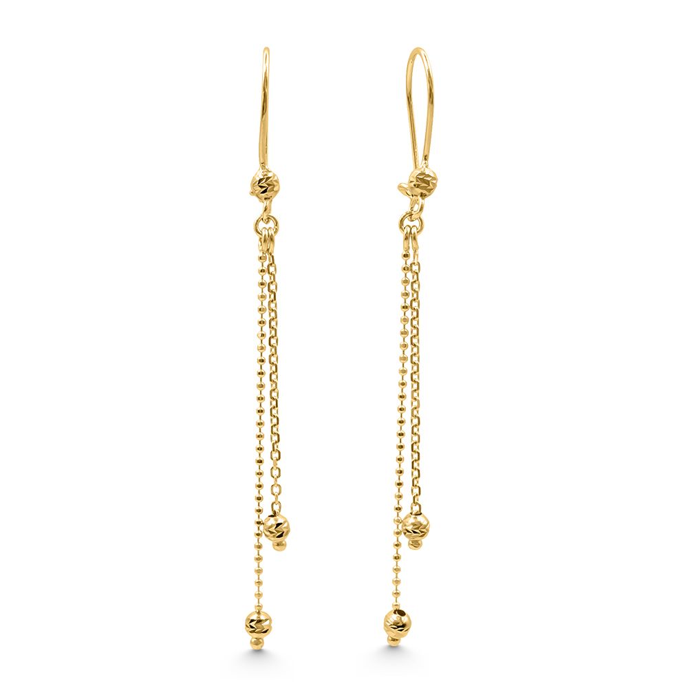 14k Yellow Gold Golden Cascade Chain Drop Earrings